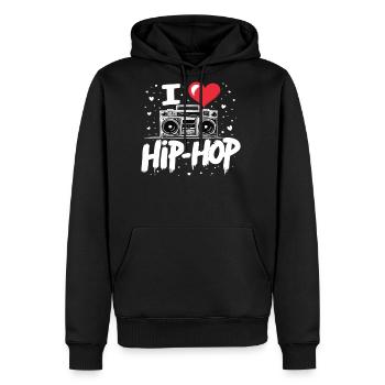 I Love Hip Hop Hop Hop Music Hip Hop Boombox Rap - Men's Premium Hoodie - black - Front - Nico (187cm) & Julia (174cm)