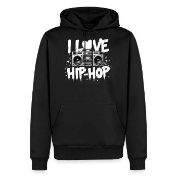 I Love Hip Hop Hop Hop Music Hip Hop Boombox Rap - Men's Premium Hoodie - black - Front - Nico (187cm) & Julia (174cm)