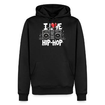 I Love Hip Hop Hop Hop Music Hip Hop Boombox Rap - Men's Premium Hoodie - black - Front - Nico (187cm) & Julia (174cm)