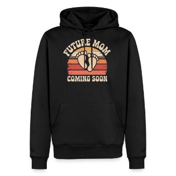  Future Mom Coming Soon Retro Baby Feet Pregnancy - Men's Premium Hoodie - black - Front - Nico (187cm) & Julia (174cm)