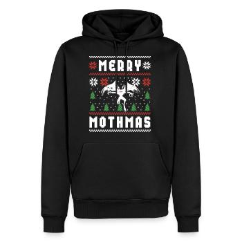 Mothman Ugly Christmas Sweater Merry Mothmas - Men's Premium Hoodie - black - Front - Nico (187cm) & Julia (174cm)