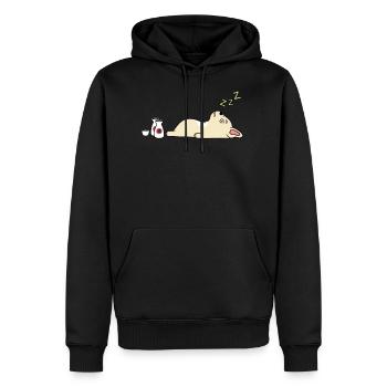 Cream French Bulldog Sake Drunk - Men's Premium Hoodie - black - Front - Nico (187cm) & Julia (174cm)