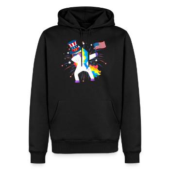 Dabbing Unicorn 4th Of Juillet Filles Enfants Ados - Molleton à capuche Premium pour homme - noir - Devant - Nico (187cm) & Julia (174cm)