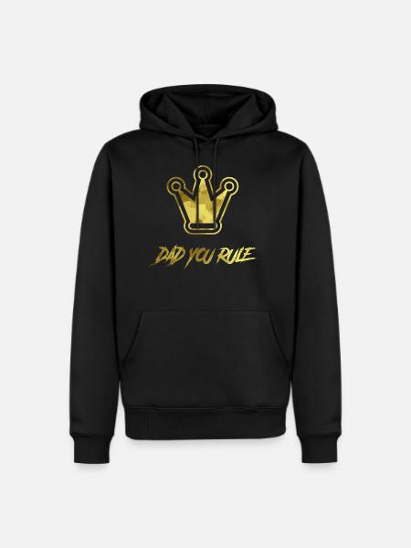 Dad Rules Gold Crown - Men's Premium Hoodie - black