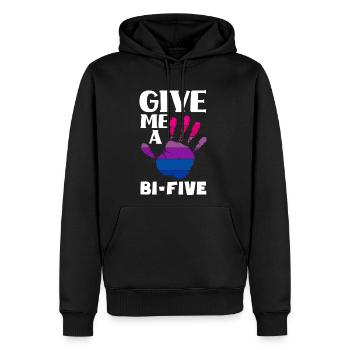 Give Me A Bi-Five Bisexual Bi Pride - Men's Premium Hoodie - black - Front - Nico (187cm) & Julia (174cm)