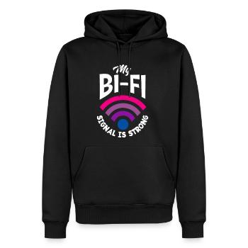 My Bi-Fi Signal Is Strong Funny Bisexual Bi Pride - Men's Premium Hoodie - black - Front - Nico (187cm) & Julia (174cm)