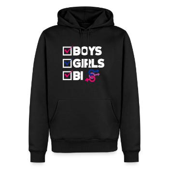 Boys Girls Bi Funny Bisexual Bi Pride Gift - Men's Premium Hoodie - black - Front - Nico (187cm) & Julia (174cm)