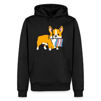 Trans Pride Corgi - Men's Premium Hoodie - black - Front - Nico (187cm) & Julia (174cm)
