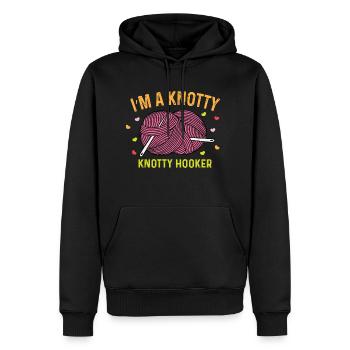 Knotty Knotty Hooker Knitter Gift - Men's Premium Hoodie - black - Front - Nico (187cm) & Julia (174cm)