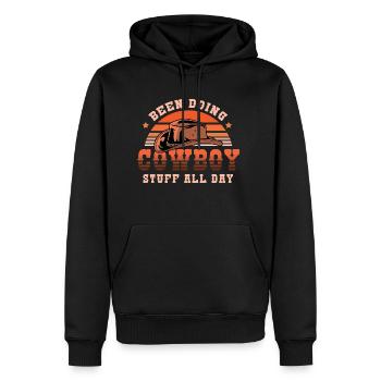 Cowboy Stuff Equestrian Gift - Men's Premium Hoodie - black - Front - Nico (187cm) & Julia (174cm)