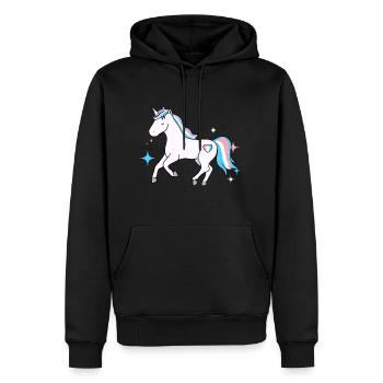 Trans Pride Unicorn - Men's Premium Hoodie - black - Front - Nico (187cm) & Julia (174cm)