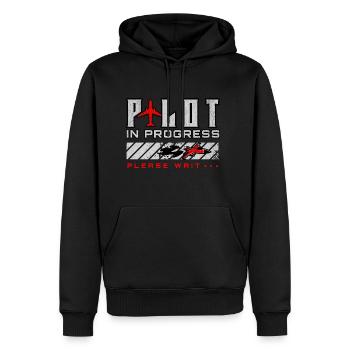 Pilot In Progress Future Pilot Aviation Airplane - Men's Premium Hoodie - black - Front - Nico (187cm) & Julia (174cm)