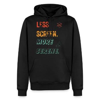 Less Screen More Serene v2 - Men's Premium Hoodie - black - Front - Nico (187cm) & Julia (174cm)