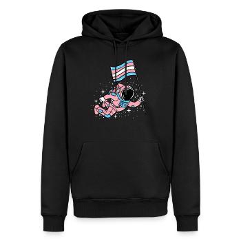 Trans Pride Astronaut - Men's Premium Hoodie - black - Front - Nico (187cm) & Julia (174cm)