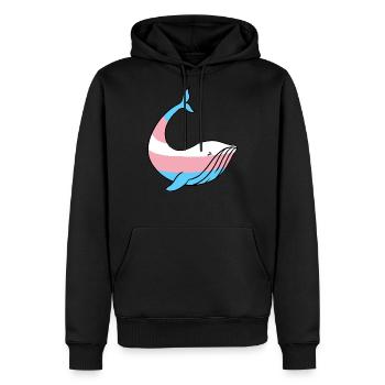 Whale Trans Pride - Men's Premium Hoodie - black - Front - Nico (187cm) & Julia (174cm)