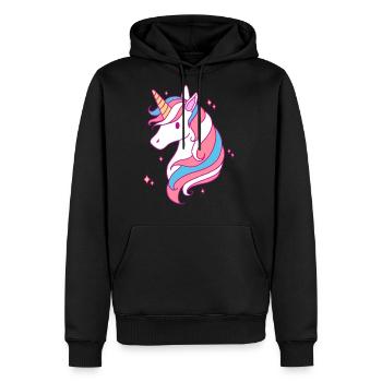 Trans Pride Unicorn LGBT Trans Ally - Men's Premium Hoodie - black - Front - Nico (187cm) & Julia (174cm)