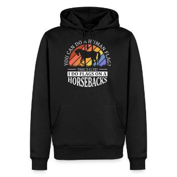 I Do Flags on a Horseback Vaulting - Men's Premium Hoodie - black - Front - Nico (187cm) & Julia (174cm)