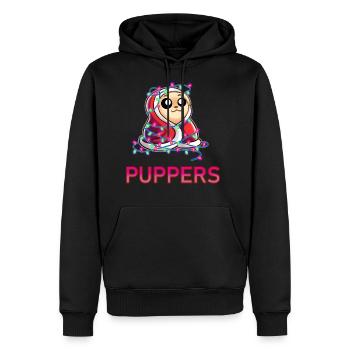 Comfy Christmas Pupper - Men's Premium Hoodie - black - Front - Nico (187cm) & Julia (174cm)