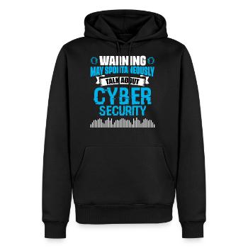 Warning May Spontaneously Talk About Funny Cyber - Men's Premium Hoodie - black - Front - Nico (187cm) & Julia (174cm)