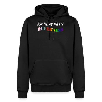 Ask me about my queerness - Men's Premium Hoodie - black - Front - Nico (187cm) & Julia (174cm)