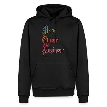 Here queer engineer - Men's Premium Hoodie - black - Front - Nico (187cm) & Julia (174cm)