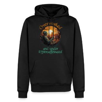 Overworked and under hypercaffeinated - Men's Premium Hoodie - black - Front - Nico (187cm) & Julia (174cm)