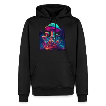 Fantasy Mushroom | Forest | Nature | Goa Festival - Men's Premium Hoodie - black - Front - Nico (187cm) & Julia (174cm)