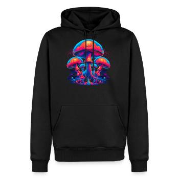 Fantasy Mushroom | Forest | Nature | Goa Festival - Men's Premium Hoodie - black - Front - Nico (187cm) & Julia (174cm)