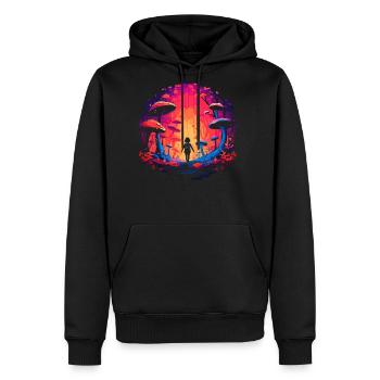 Fantasy Mushroom | Forest | Nature | Goa Festival - Men's Premium Hoodie - black - Front - Nico (187cm) & Julia (174cm)