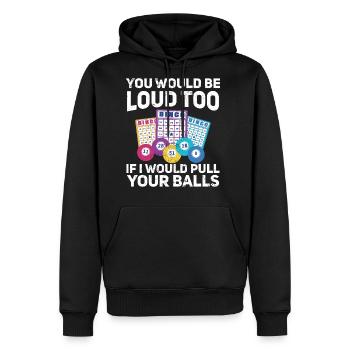 Witty Bingo Fan - Men's Premium Hoodie - black - Front - Nico (187cm) & Julia (174cm)