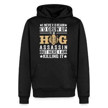 Hog Assasin Wild Boar Hunting Wild Hog - Men's Premium Hoodie - black - Front - Nico (187cm) & Julia (174cm)
