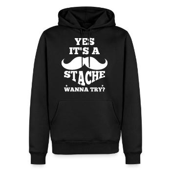 Funny Mustache - Men's Premium Hoodie - black - Front - Nico (187cm) & Julia (174cm)