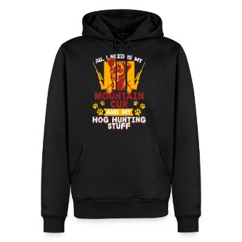 Hog Hunter Wild Hog Mountain Cur - Men's Premium Hoodie - black - Front - Nico (187cm) & Julia (174cm)