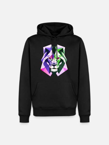 Polygon lion - Men's Premium Hoodie - black