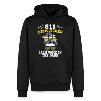 911 Dispatcher Calm Voice In The Dark - Men's Premium Hoodie - black - Front - Nico (187cm) & Julia (174cm)