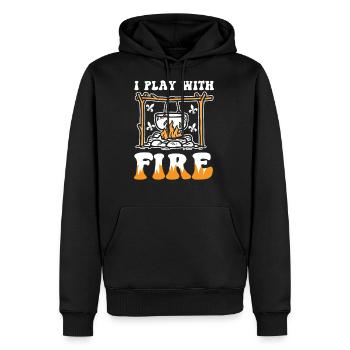 I Play With Fire for a Scout and Scout Leader - Men's Premium Hoodie - black - Front - Nico (187cm) & Julia (174cm)