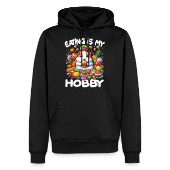 Cute Guinea Pig Kawaii Cavy Eating Burger - Men's Premium Hoodie - black - Front - Nico (187cm) & Julia (174cm)