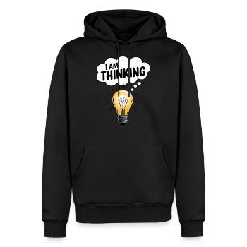 I Am Thinking Light Bulb Inspiration - Men's Premium Hoodie - black - Front - Nico (187cm) & Julia (174cm)