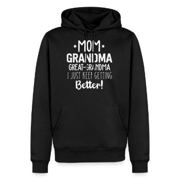 Maman Grand-mère Arrière-grand-mère Nouveauté Grand-mère - Molleton à capuche Premium pour homme - noir - Devant - Nico (187cm) & Julia (174cm)