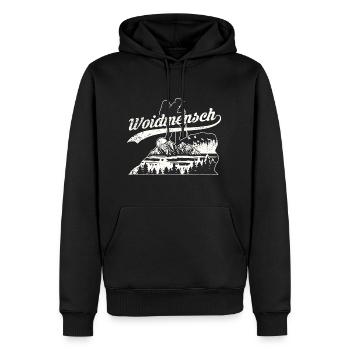 Woidmensch Woodman Forest Peson - Men's Premium Hoodie - black - Front - Nico (187cm) & Julia (174cm)