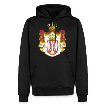 Coat of arms of Serbia - Men's Premium Hoodie - black - Front - Nico (187cm) & Julia (174cm)