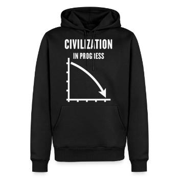 Civilization In Progress (No Future / White) - Men's Premium Hoodie - black - Front - Nico (187cm) & Julia (174cm)