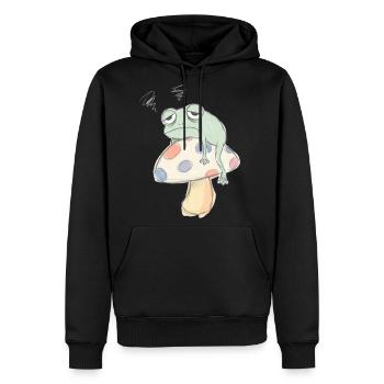 Pastel Frog on Polka Mushroom - Men's Premium Hoodie - black - Front - Nico (187cm) & Julia (174cm)