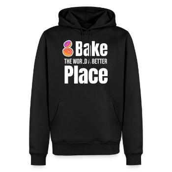 Bake The World A Better Place Baking Pastries - Men's Premium Hoodie - black - Front - Nico (187cm) & Julia (174cm)