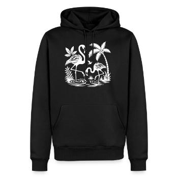 Elegant White Flamingo Tropical Scene - Men's Premium Hoodie - black - Front - Nico (187cm) & Julia (174cm)