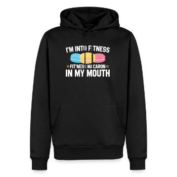 Fit'ness Macaron In My Mouth | Baking Tshirt | - Men's Premium Hoodie - black - Front - Nico (187cm) & Julia (174cm)