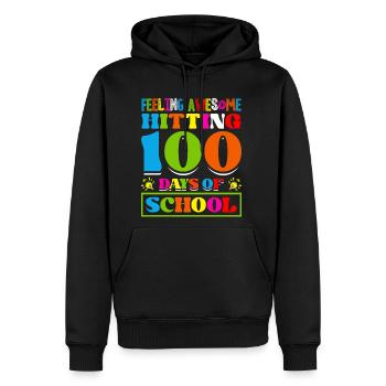 Se sentir génial de frapper 100 jours d’école - Molleton à capuche Premium pour homme - noir - Devant - Nico (187cm) & Julia (174cm)