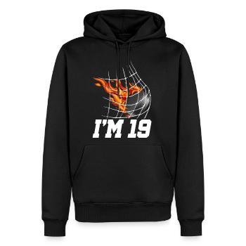 J’ai 19 ans Hockey sur glace Goal Net Sports Ados 19e - Molleton à capuche Premium pour homme - noir - Devant - Nico (187cm) & Julia (174cm)