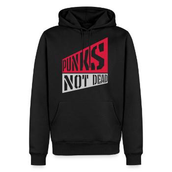 punks not dead quote - Men's Premium Hoodie - black - Front - Nico (187cm) & Julia (174cm)
