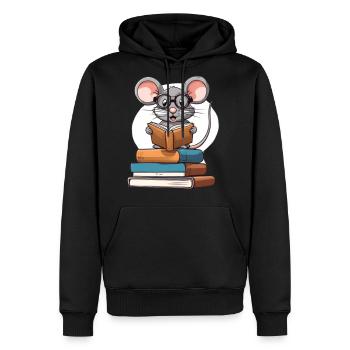 Cute mouse reading on books - Men's Premium Hoodie - black - Front - Nico (187cm) & Julia (174cm)